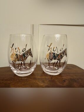 Lilly Pulitzer wine glasses “Herd That”